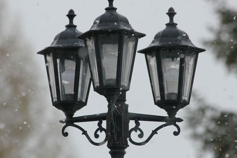Lantern, Metal, Snow, Light, Iron, winter, electric Lamp, street Light HD wallpaper