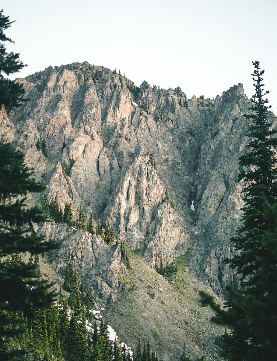aerial view of mountain, gray rocky mountain during daytime, ridge, HD wallpaper