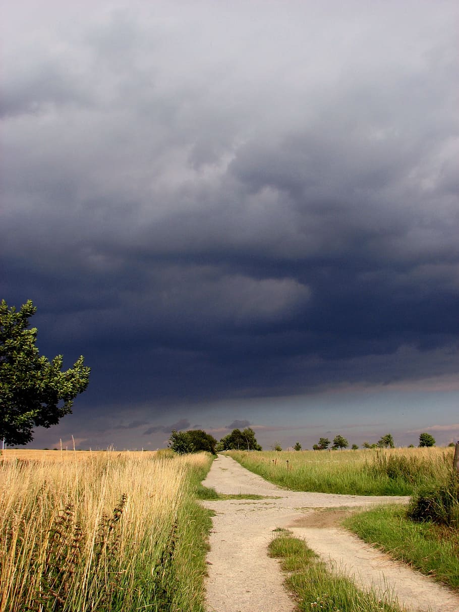 Away, Thunderstorm, Clouds, Mood, sky, atmosphere, gloomy, landscape way HD wallpaper