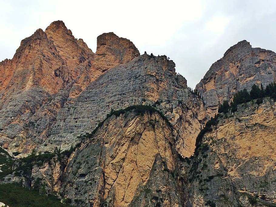 mountain, dolomites, summer, sky, rock, rock - object, rock formation HD wallpaper