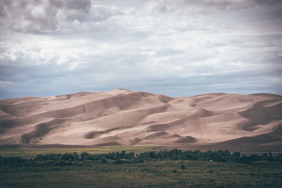 photo of brown mountains, photo of steppe with mountain background HD wallpaper