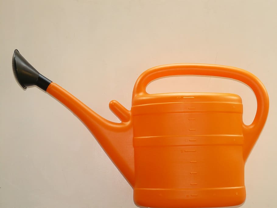 Watering Can, Casting, Orange, Plastic, studio shot, no people HD wallpaper