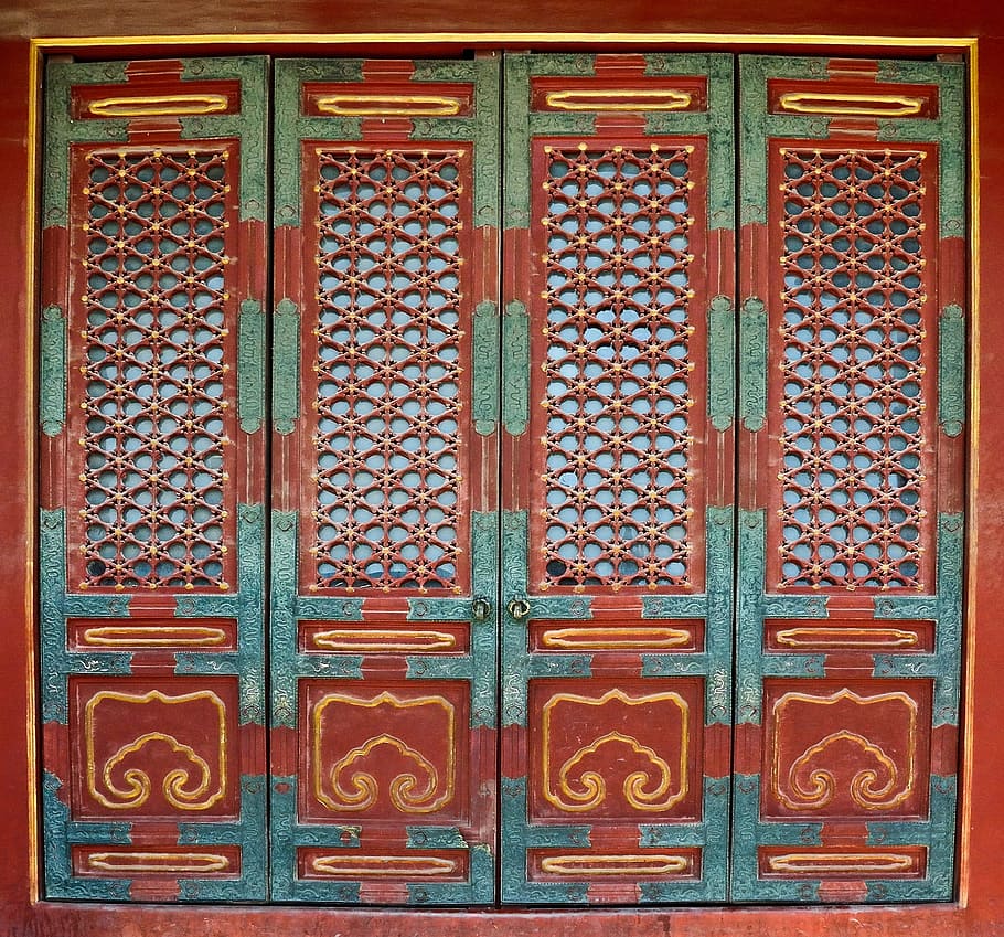 Pekin, Beijing, Forbidden City, Door, ornament, china, architecture, HD wallpaper