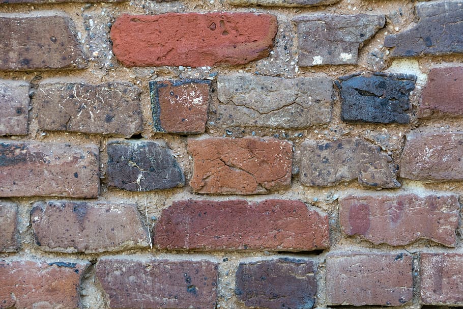 background, brick, blue, orange, red, building, brick wall HD wallpaper