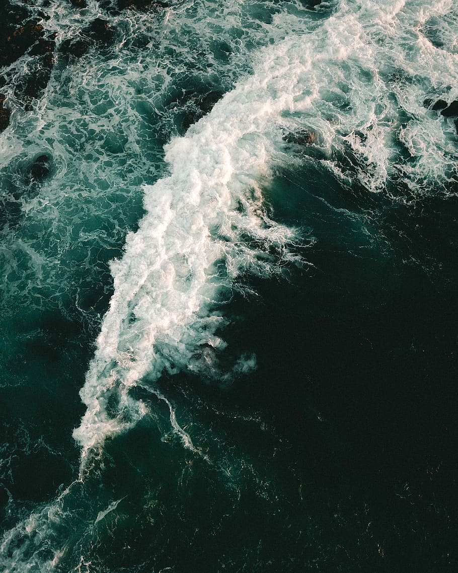 high angle photography of sea wave, splash of sea waves iPhone wallpaper, HD wallpaper