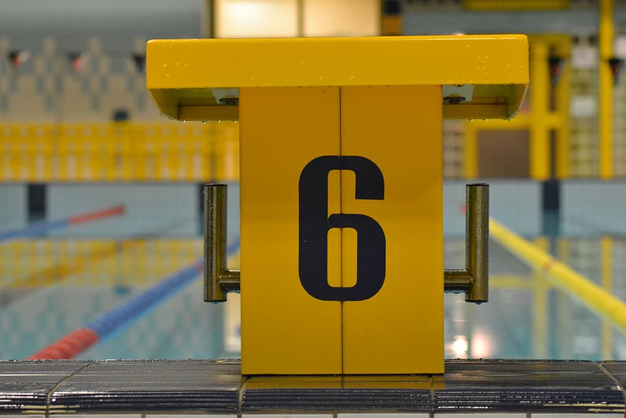 pool, block, retro, yellow, focus on foreground, no people HD wallpaper