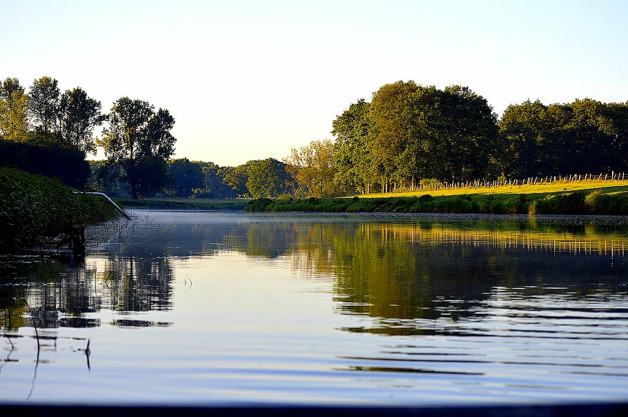 ems, water, river, germany, leisure, trees, landscape, nature HD wallpaper