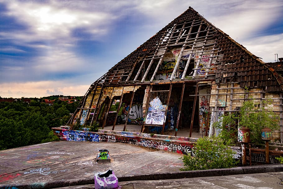 lost place, continental, hanover, leave, factory, roof, architecture HD wallpaper