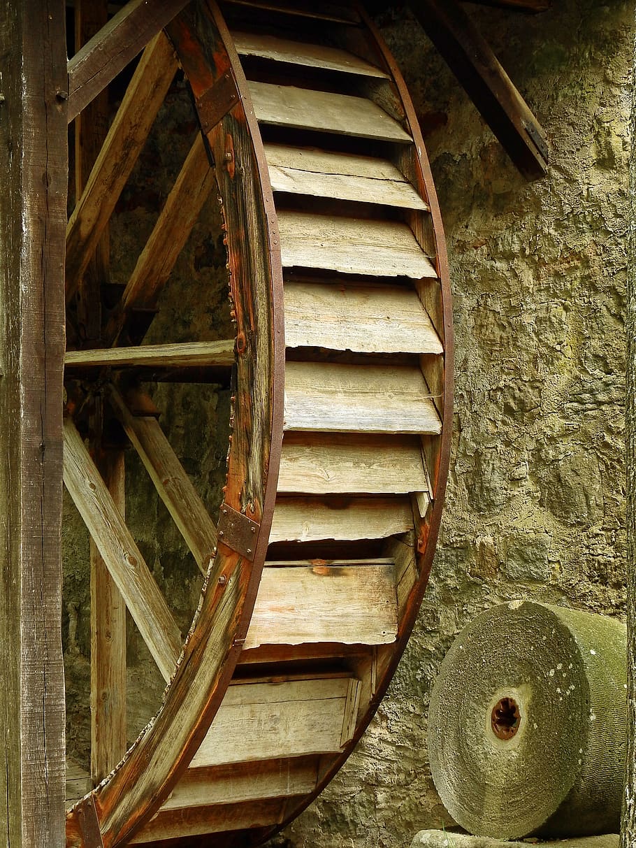 mill, technology, historically, grind, old, wood, antique, wood - material HD wallpaper