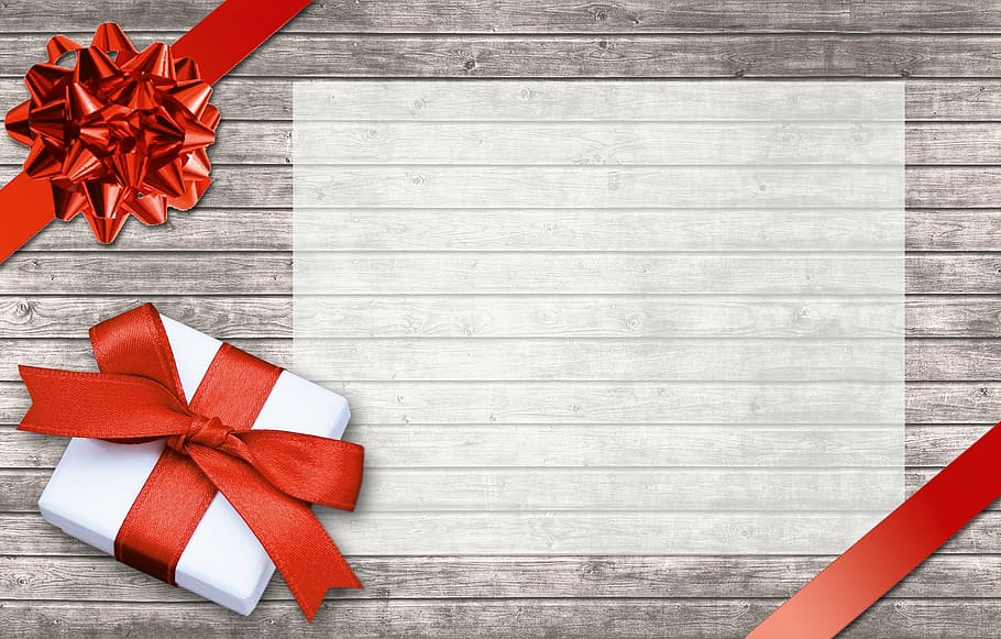 red and white gift box, birthday, greeting card, loop, give, packed, HD wallpaper