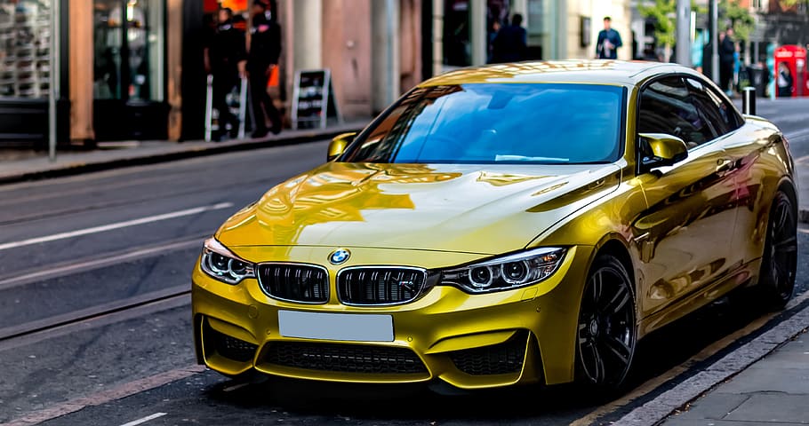 yellow BMW coupe, bmw m4, convertible, austin yellow, m car, automobile
