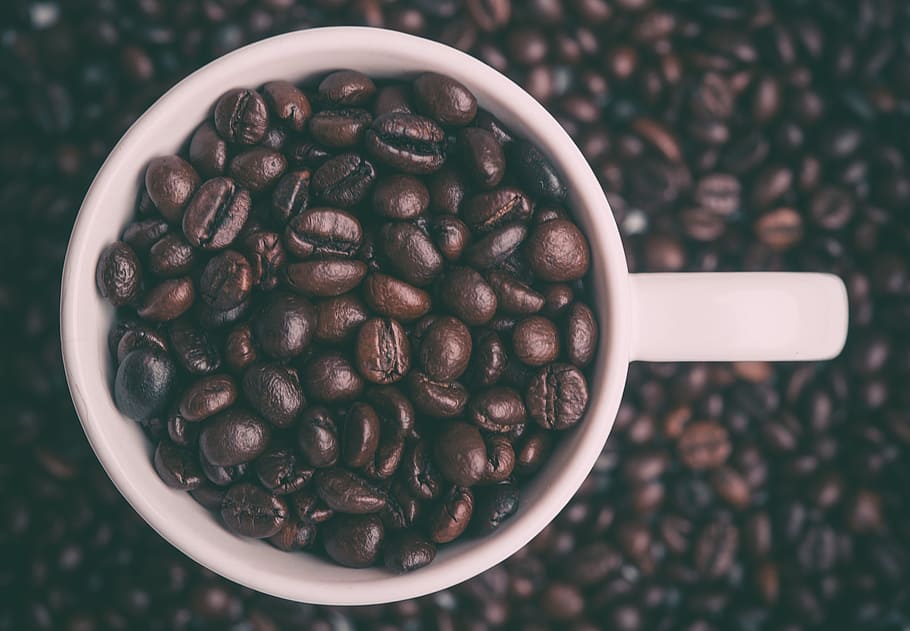 black, coffee, bean, food and drink, coffee - drink, cup, roasted coffee bean HD wallpaper