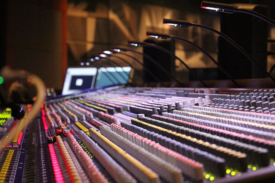 closeup photo of audio mixers, soundboard, music, equipment, studio, HD wallpaper