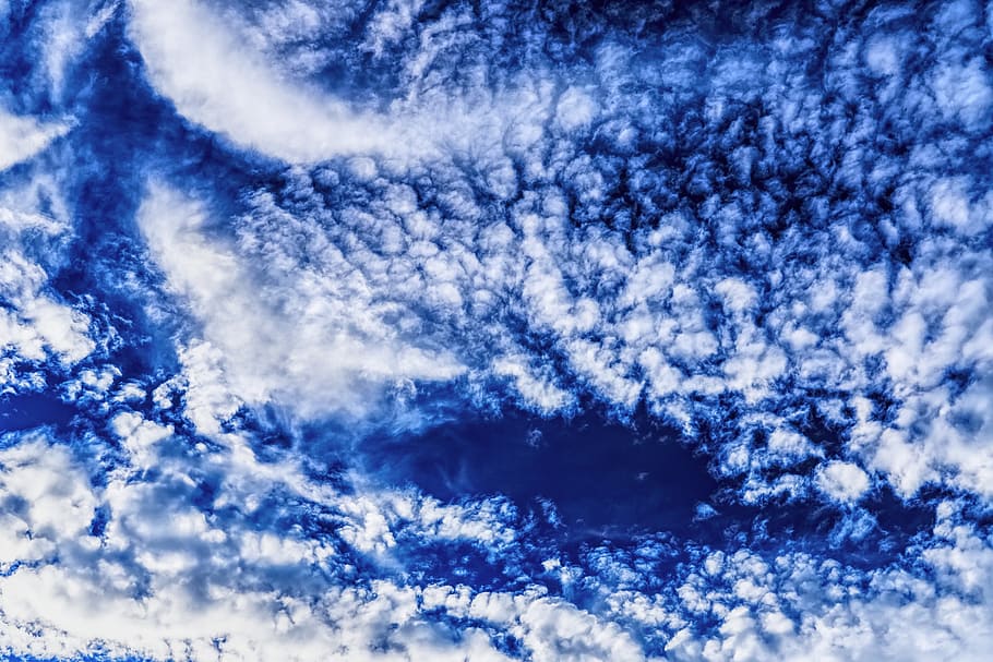 white clouds, fleecy, sky, blue, nature, clouds form, covered sky HD wallpaper