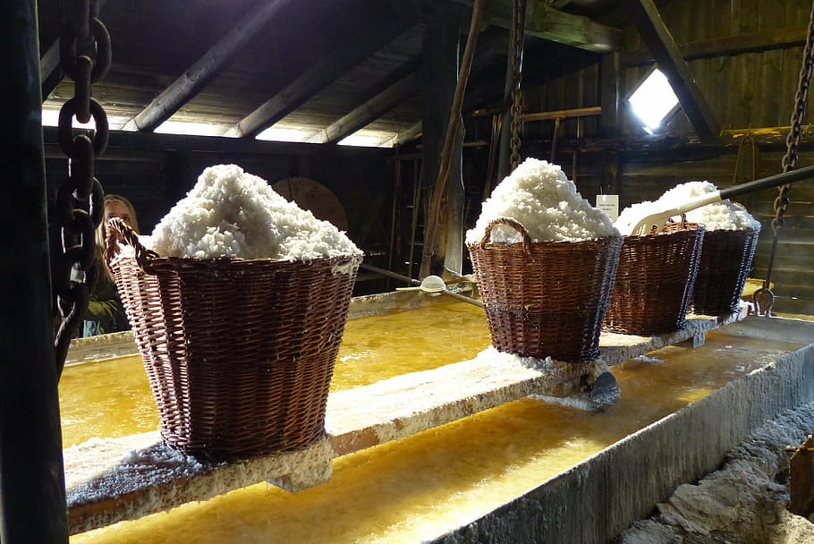 salt, baskets, industry, tradition, sea salt, middle ages, salt boiling hut HD wallpaper