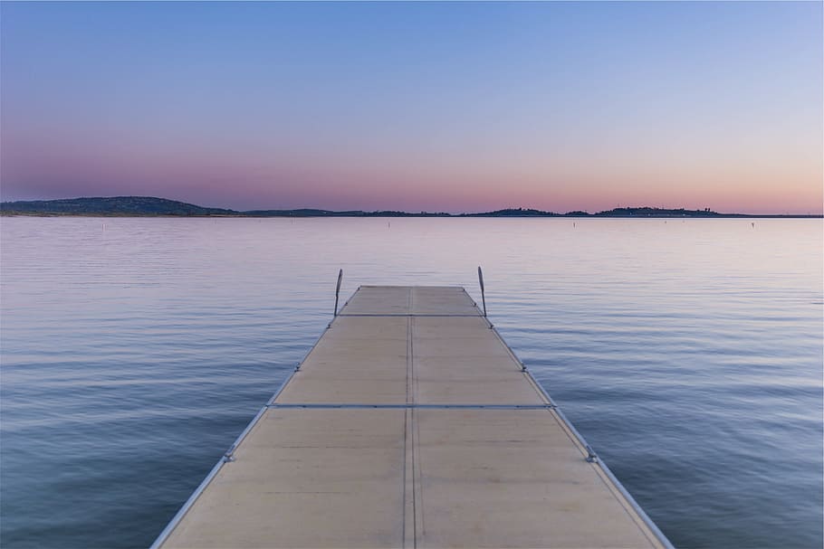 brown wooden dock on body of water at daytime, lake, dusk, nature HD wallpaper