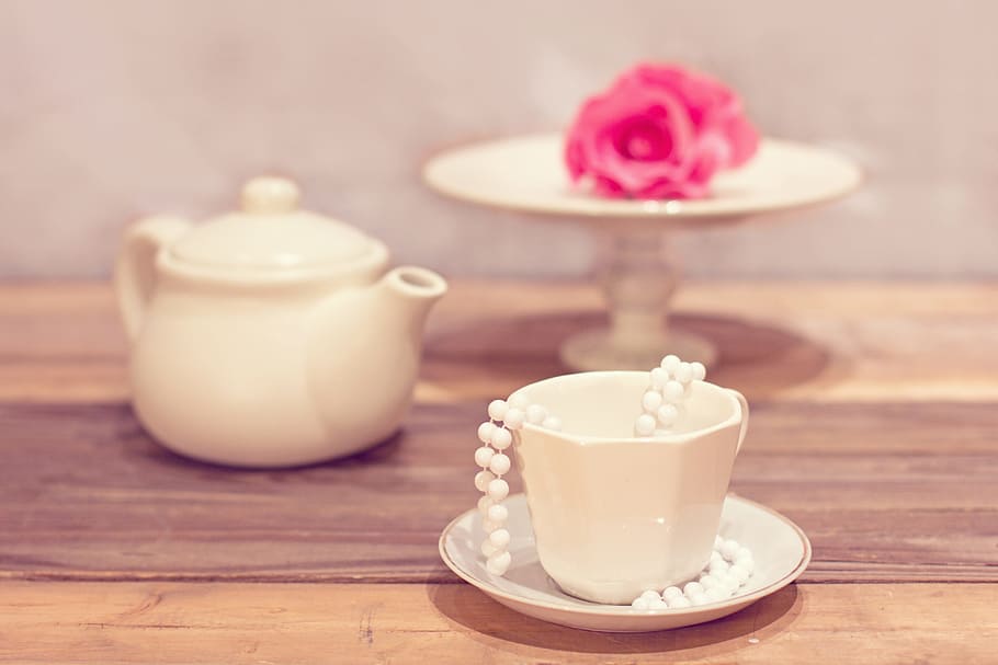 shallow focus photography of white ceramic mug with saucer on table HD wallpaper
