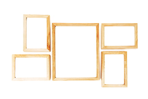five brown wooden frames, background, blank, border, decorative HD wallpaper