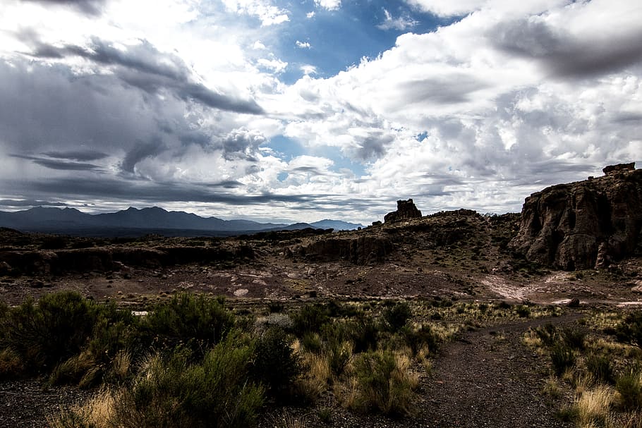 nature, mountains, clouds, landscape, forest, rock, mountain landscape HD wallpaper