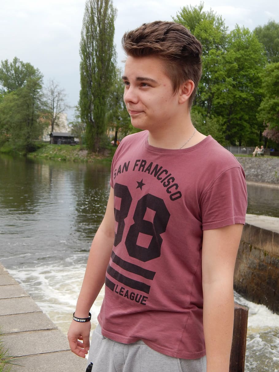 profile, boy, river, water, spring, one person, young men, real people HD wallpaper