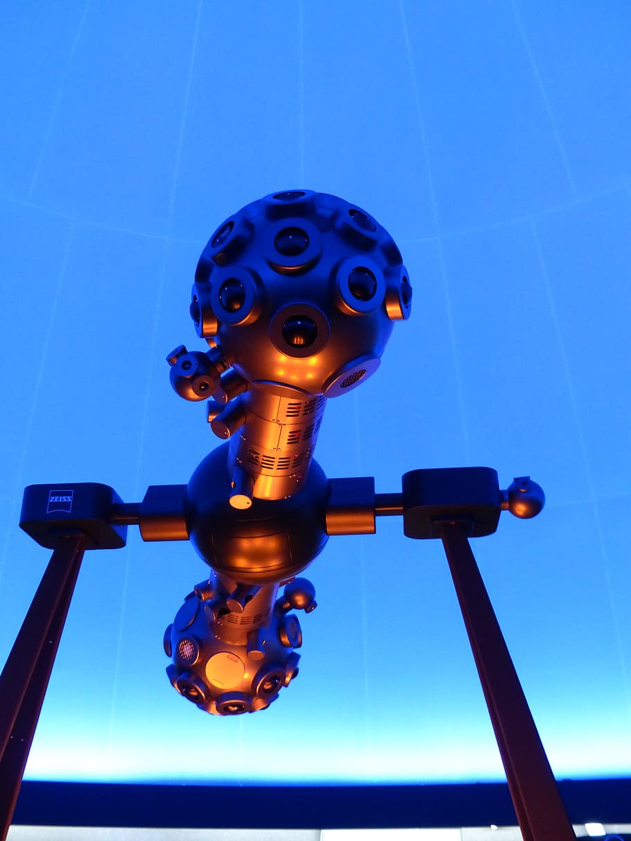 star projector, planetarium, machine, futuristic, blue, bright HD wallpaper