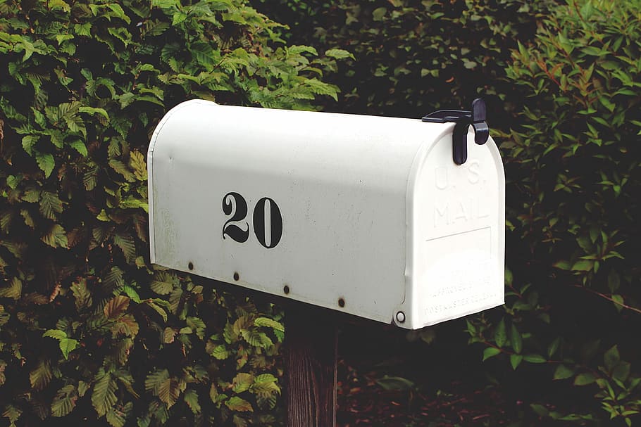 white and black mailbox near green plants, gray, leaves, letterboxes HD wallpaper