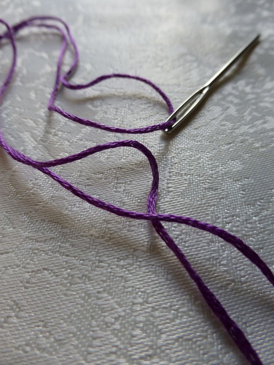 darning needle, yarn, thread, sew, stuff, eye of a needle, pointed, HD wallpaper