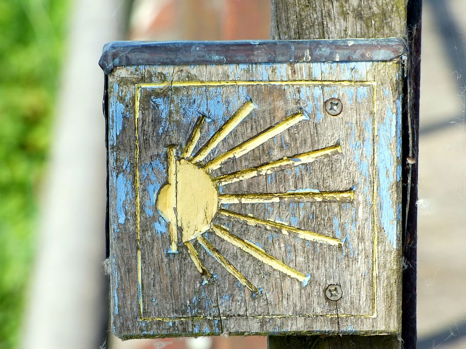 panel, path, compostelle, hiking, sign, market, indication HD wallpaper