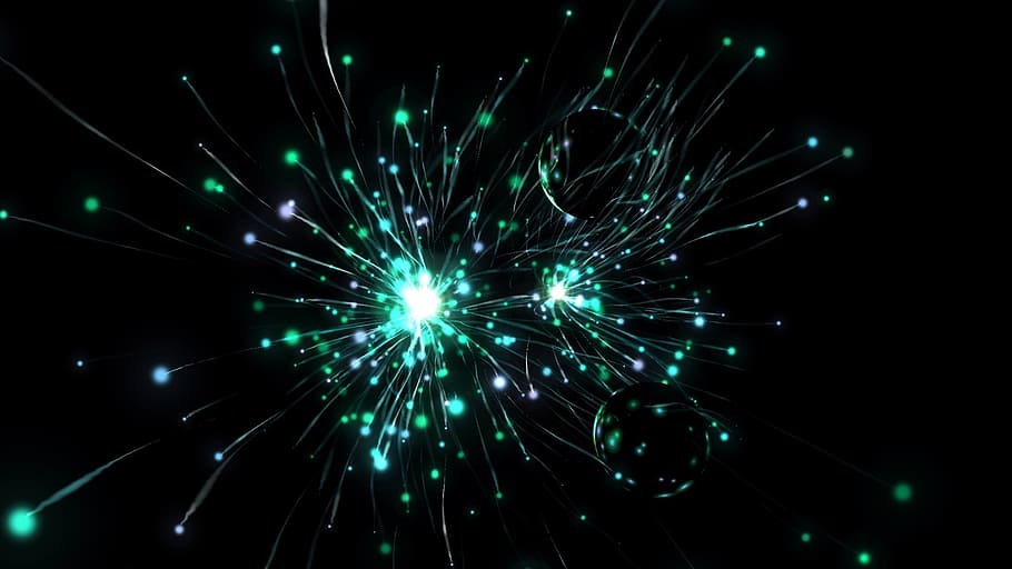 close up photography of teal LED lights, sparkle, particles HD wallpaper