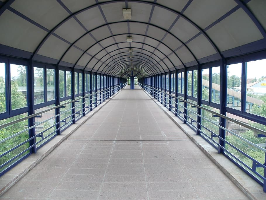 train station, neulussheim, pedestrian, bridge, crossing, tunnel, HD wallpaper
