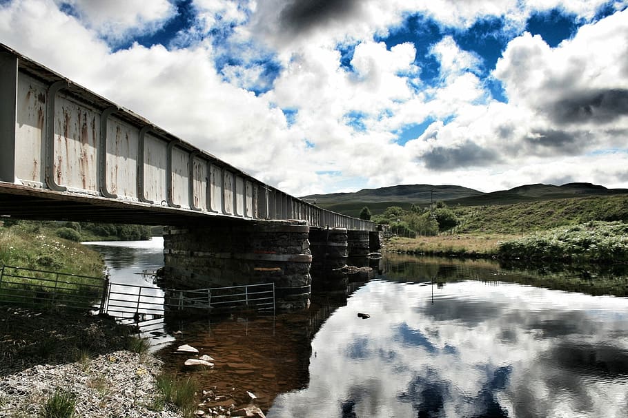 Bridge, Train, Scotland, scottish highlands, bridge - man made structure, HD wallpaper