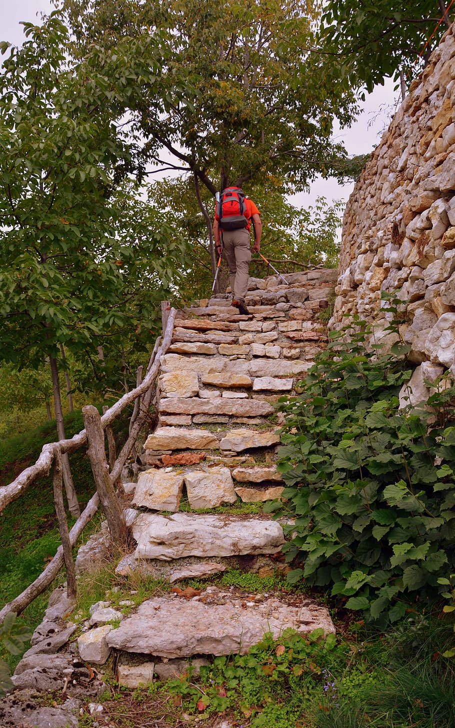 climb, scale, stone, wall, sassi, excursion, trekking, walk HD wallpaper