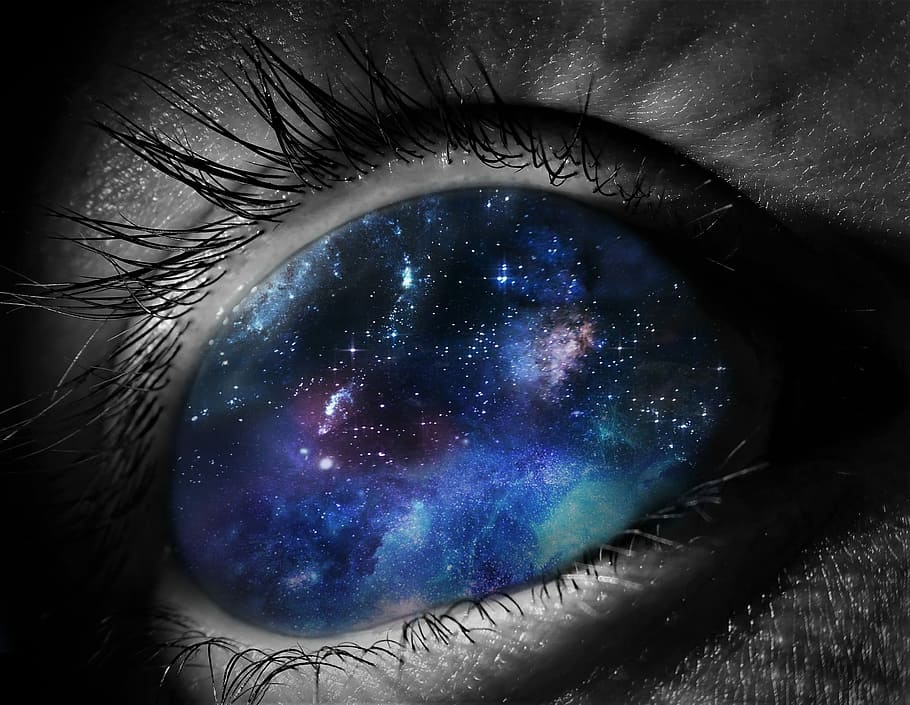 nebula in person's eyes artwork, science, astronomy, planet, galaxy, HD wallpaper