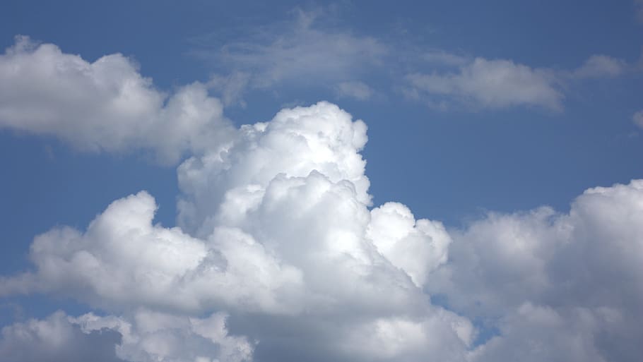 white clouds during daytime, sky, blue, cloudscape, dark clouds HD wallpaper