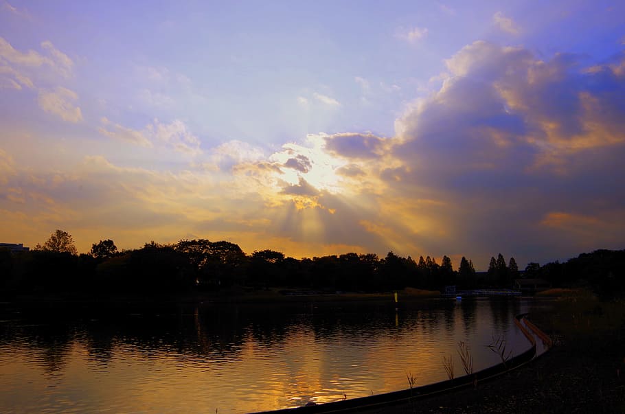 Sky, Evening, Sunset, evening sunset, blue, red, japan, refreshing HD wallpaper