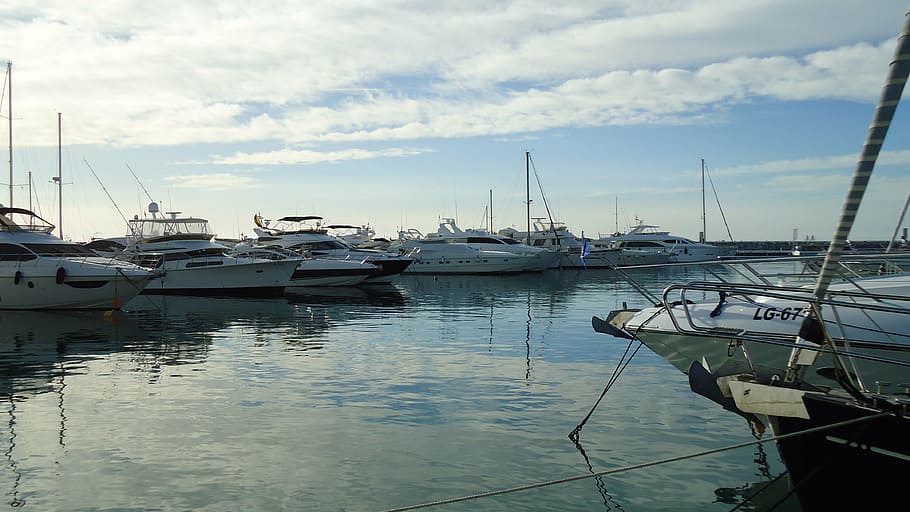 marina, yachts, spring, malaga, port, marbella, spain, andalusia, HD wallpaper