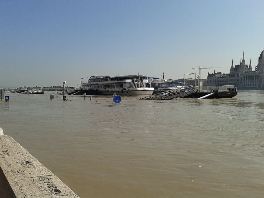 flood, budapest, board, water, architecture, nautical vessel HD wallpaper