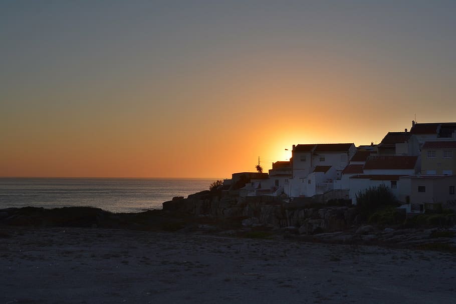 peniche, sunset, beauty, nature, sol, sky, water, sea, beach, HD wallpaper