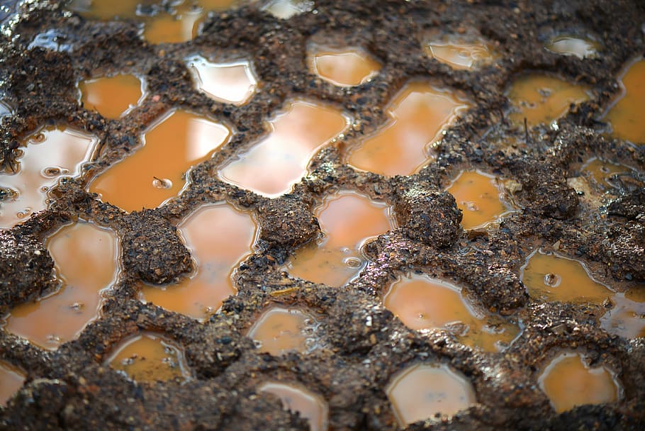 mud with water during daytime, earth, red, nature, rain, winter HD wallpaper