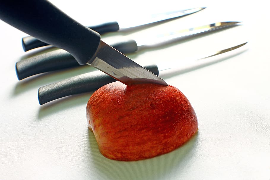 Apple, Knife, Fruit, Cut, Cutting, from, leaving, split, natural HD wallpaper