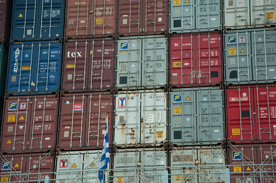 assorted-color intermodal containers, port, hamburg, architecture HD wallpaper