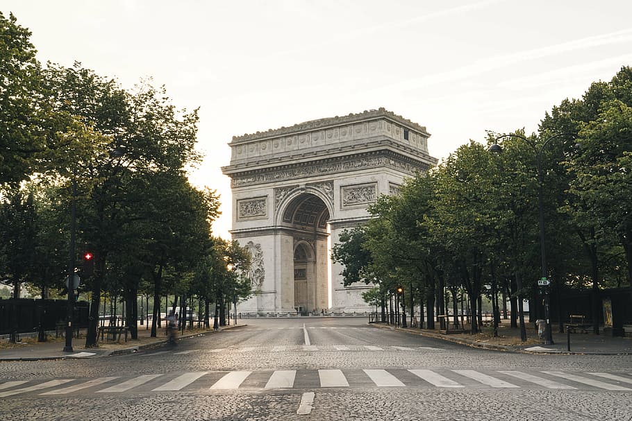 Arch de Triomphe, Parisa, daytime, trees, plant, nature, building, HD wallpaper