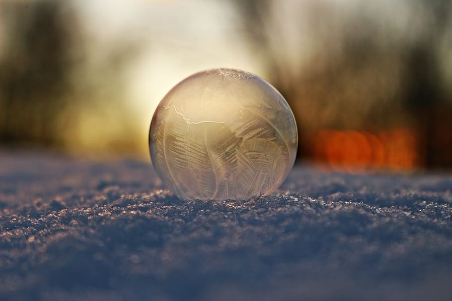 Soap Bubble, Frost, Snow, Winter, frosted soap bubble, wintry HD wallpaper