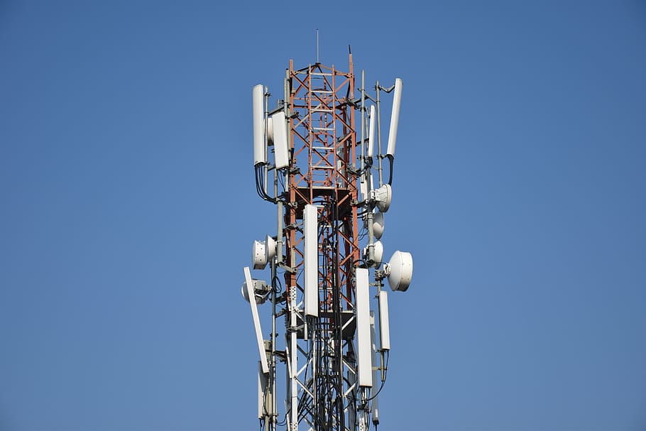 low angle photography of electric tower, mobile, network, communication, HD wallpaper