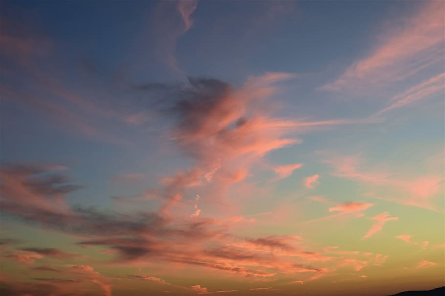 sunset, clouds, pink, sky, nature, summer, landscape, light HD wallpaper