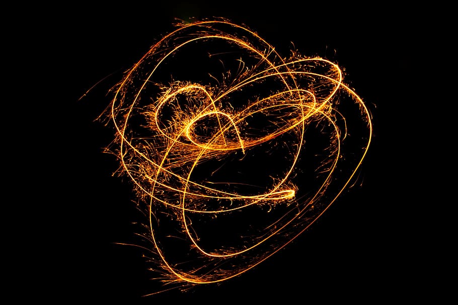 time-lapse photography of steel wool at night, sparkler, radio