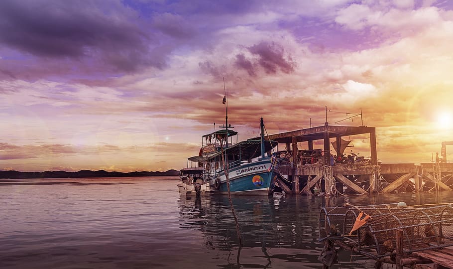 Sunset, Boat, Cloud, Sky, Travel, Water, landscape, seascape HD wallpaper