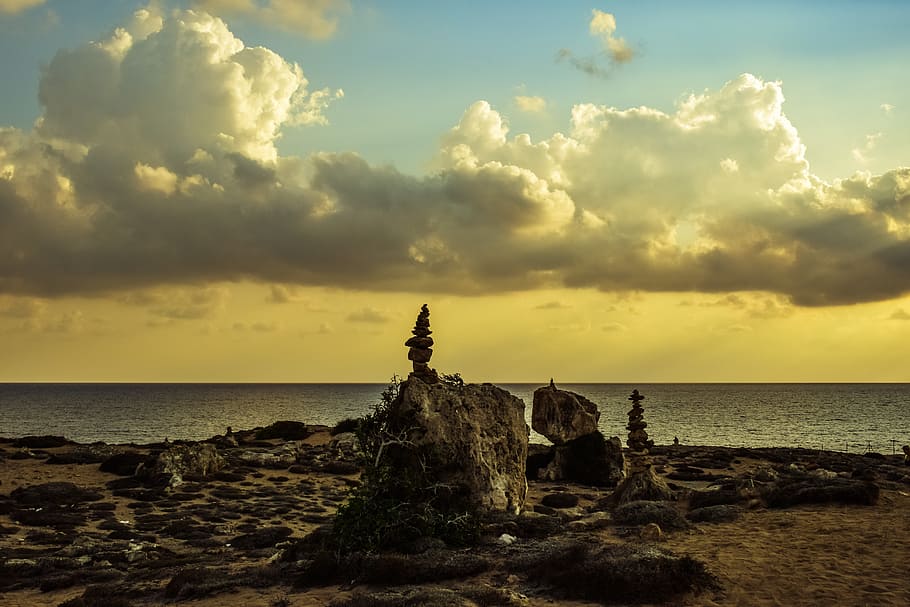 cyprus, paphos, tombs of the kings, landscape, stones, sky