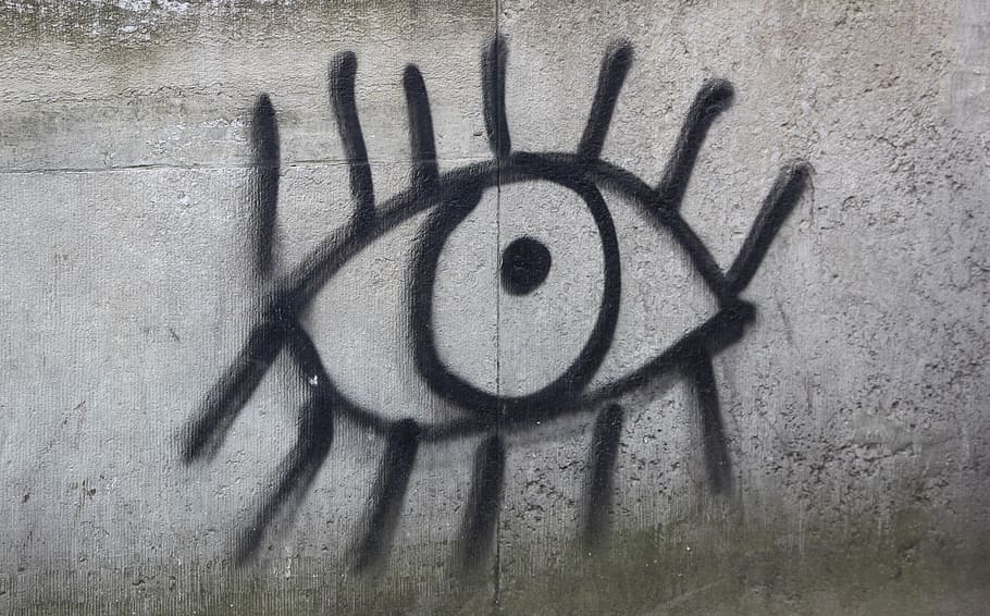 eye, wall, graffiti, black, amoeba, sprayer, wall - building feature HD wallpaper