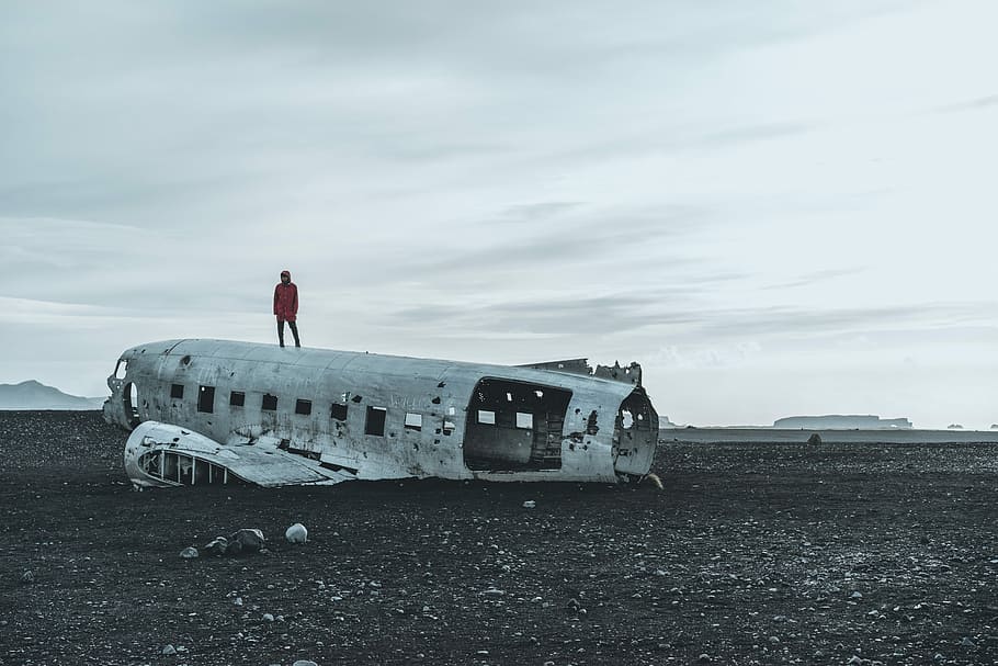 HD wallpaper: person standing on wrecked plane, person standing on ...